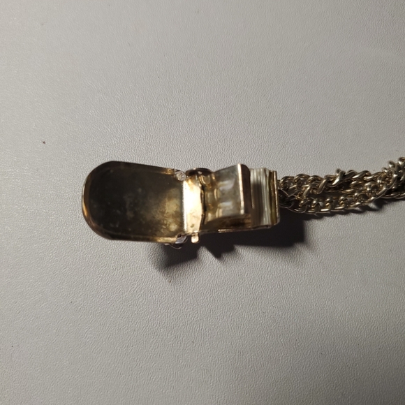 Vintage 70s Sweater Guard 3-Chains Butterflies Collar Jewelry - Picture 7 of 8